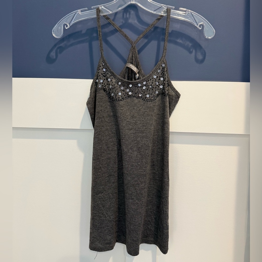 Charlotte Russe Charcoal Sequin-Embellished Racerback Cami Size S